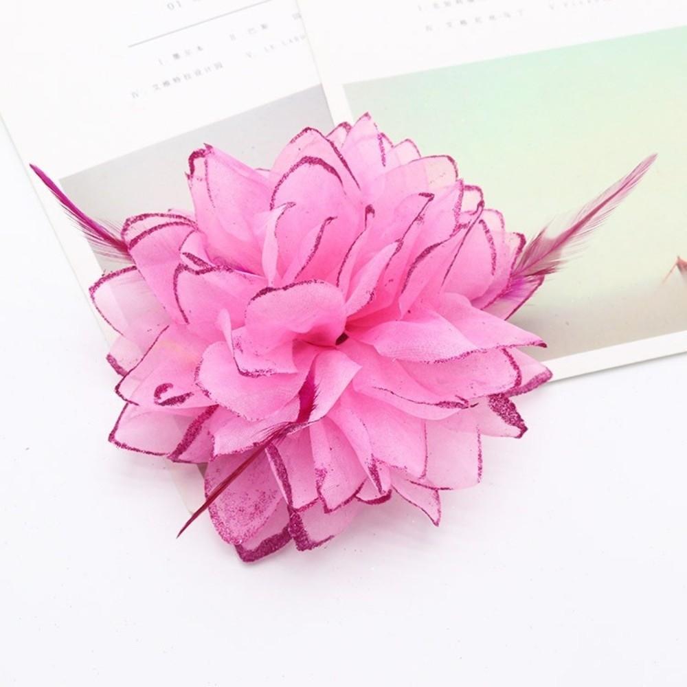 Elastic Flower Headband Colorful Wedding Headwear Fashion Bridal Headpiece  Wedding Party темно-розовый