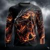 Men Dark Gothic Skull Dragon Reaper 3D Print Long Sleeve T-Shirt Horror Graphic Casual Long Sleeve Tops
