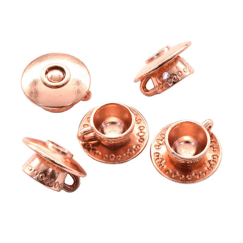 Vintage DIY Alloy Jewelry: 3D Kettle and Coffee Cup Charms Pendants