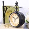 Clock Wall Retro Double Decor Sided Hanging Clocks Vintage Iron Home Outdoor Round Station Large Rustic Garden
