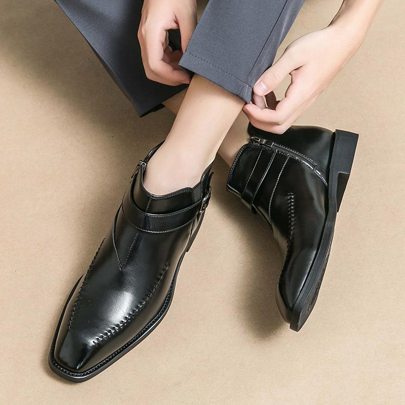 Business Men Chelsea Boots Dark Brown Side Zipper High-top Casual Comfortable and Fashionable Ankle Boots Size 38-46 Men Boots