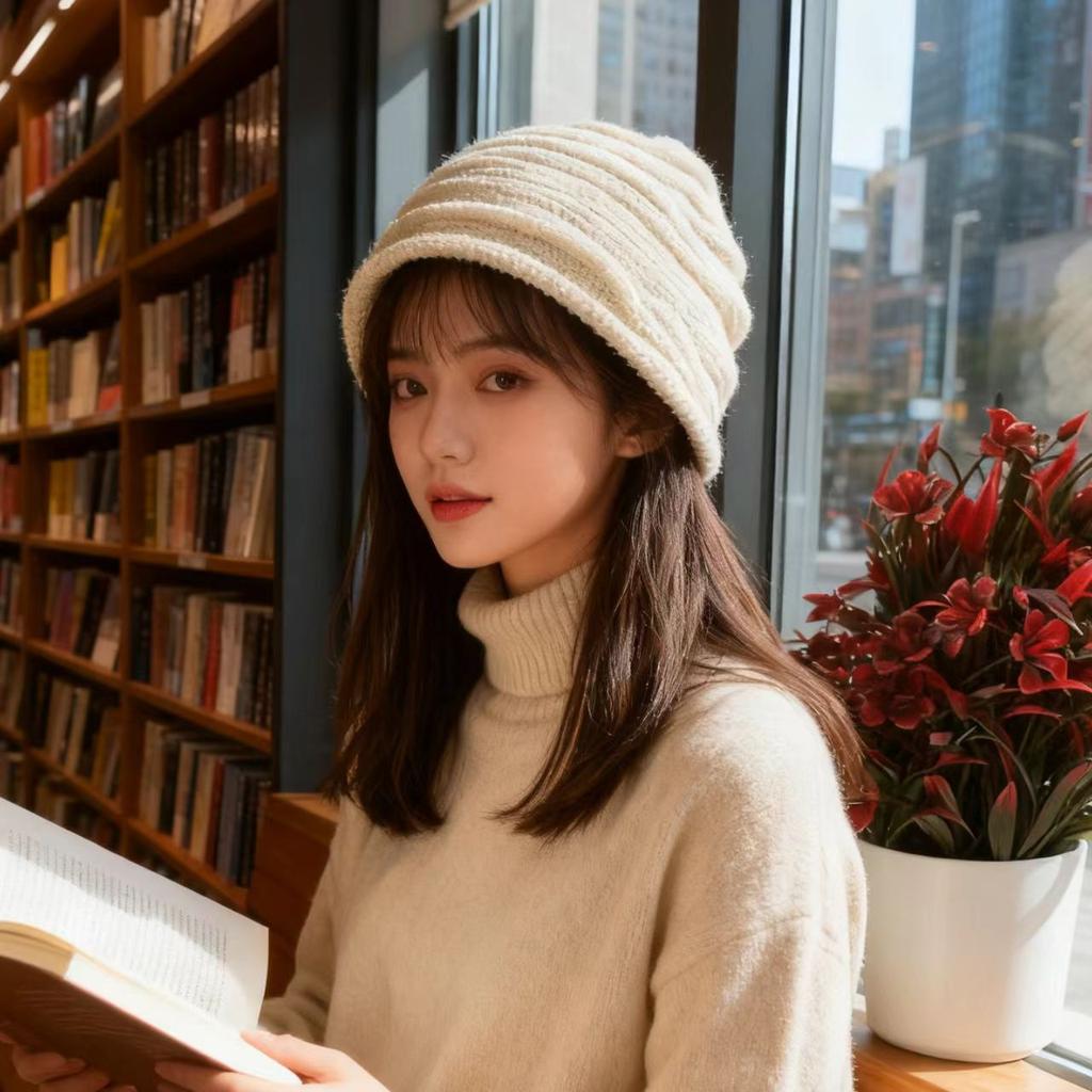 New Hats Women's Winter Stacking Hats Loose Knitted Hats Autumn and Winter Cold Hats Show Your Face Small Wool Hats Keep Warm