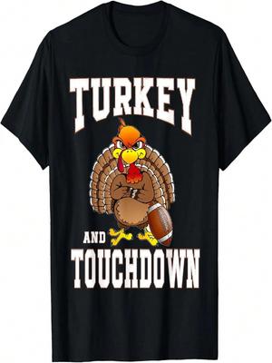 Turkey And Touchdowns Football Retro Thanksgiving Unisex Boys T-Shirt