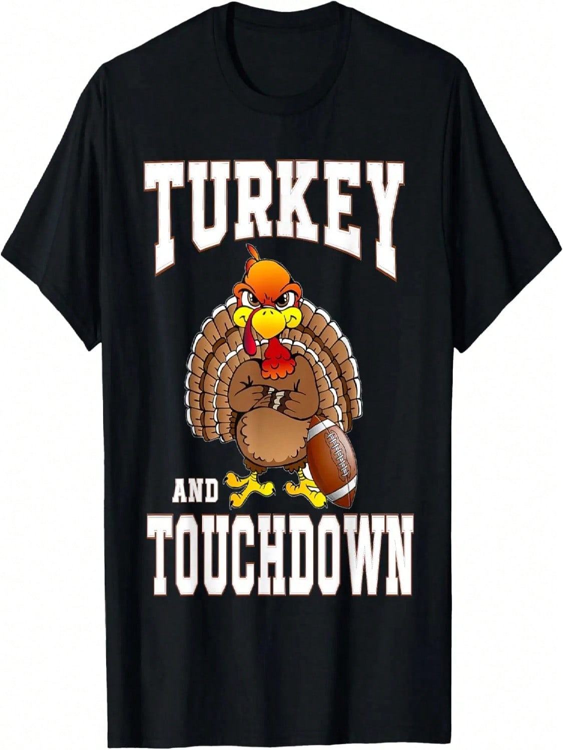 Turkey And Touchdowns Football Retro Thanksgiving unisex Boys T-Shirt S разноцветный