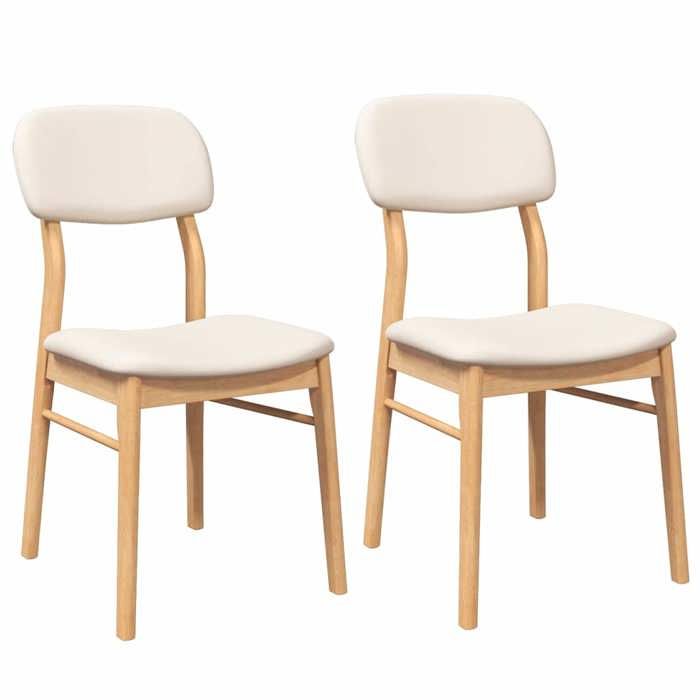 VidaXL Chaises à manger coussins 2 pcs naturel bois massif caoutchouc, chaise à dîner, chaise, chaise de salon, chaises à 4102525