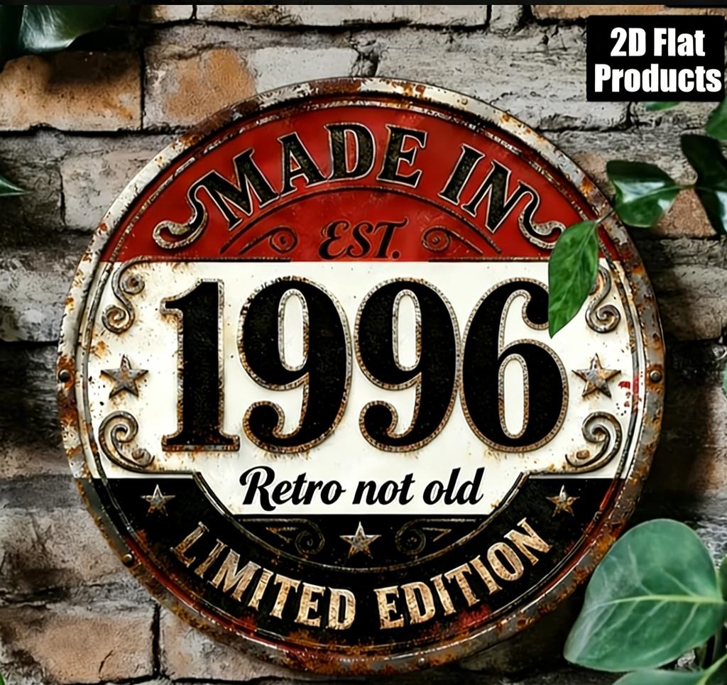 Hergestellt in Retro Nicht Alt D Flach Rund Metallschild Limitierte Auflage Vintage Rustikal Wanddekor für Zuhause Bar Café