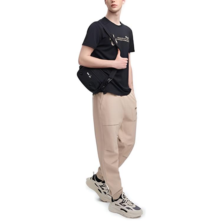 Fila Logo Print Fashion Casual Simple Round Neck Knitted Short Sleeve T-Shirt Men Tops Black F11M319105F-BK