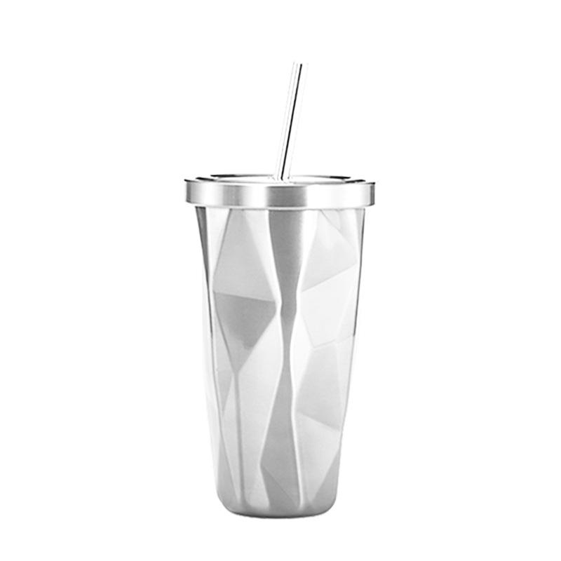 500ML Creative Stainless Steel Water Cup With Straw Lid Cold Bottles Mugs For Coffee Bear Cold Water Easy To Carry For Travel