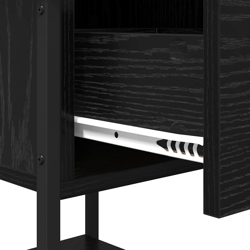 Nightstand Black Oak Effect 34 X 35.5 X 45 Cm Engineered Wood