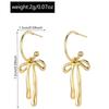 Bow earrings, European and American fashion temperament earrings, simple niche design, gold high-end earrings