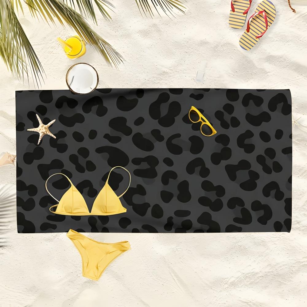 1pc Black White Leopard Beach Towel, Ultra-Soft Fast-Dry, Chic StyleI Deal for Swimming Travel Leisure Beach Pool Summer Outdoor