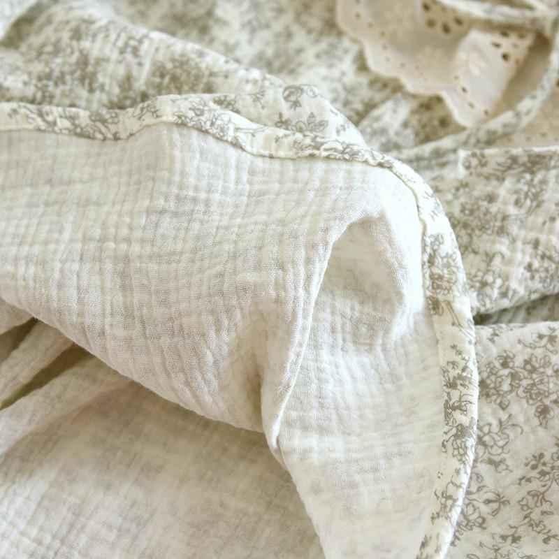 2026 New Women's Spring and Autumn Pajama Set 100% Cotton Crepe, Rural Style Lace, Long Sleeve Home Clothes Sleepwear