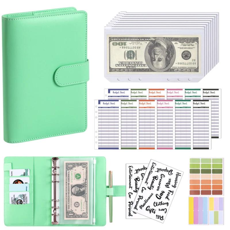 Color A6 Budget Binders Planner 6 Hole 8 Zipper Envelopes 2 Stickers in One NoteBook Wallet For Save Money Organizer Cash System