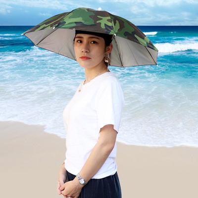 Hat with Elastic Headband Waterproof Head Umbrella Hat Portable Hands-Free Folding Cap Fishing Hiking Sunshade Hat