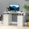 Computer desk, computer desk 120 x 55 cm with keyboard tray, 3 drawers, for bedroom, home, white