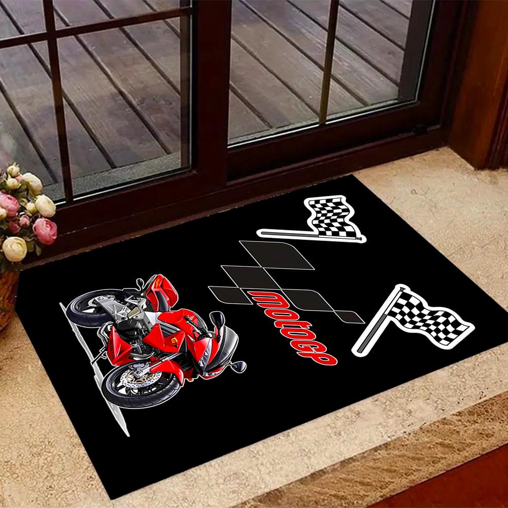 Tappeti Antiscivolo a Tema Logo Fiamme MotoGP - Arredamento per la Casa in Poliestere, Adatti per Camere da Letto, Soggiorni, Ingressi, Studi e Decorazioni