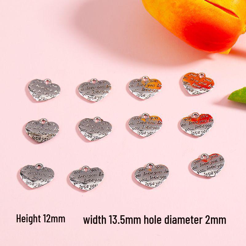 Love Heart Pendant Charm Alloy Jewelry for DIY Bracelets & Necklaces