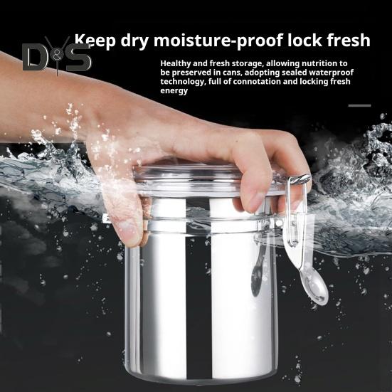 4ks Nerezová vzduchotěsná sada kanystrů Nádoba na potraviny Odolná proti vlhkosti Kuchyňská linka Organizér pro skladování cukru a mouky s průhledným víkem