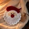 Wiederverwendbare waschbare Tassenuntersetzer Handgehäkelt Nikolaus Untersetzer, Weihnachten Saugfähige Getränkeunterlage, Hitzebeständig für Home Office Schreibtische Rutschfest