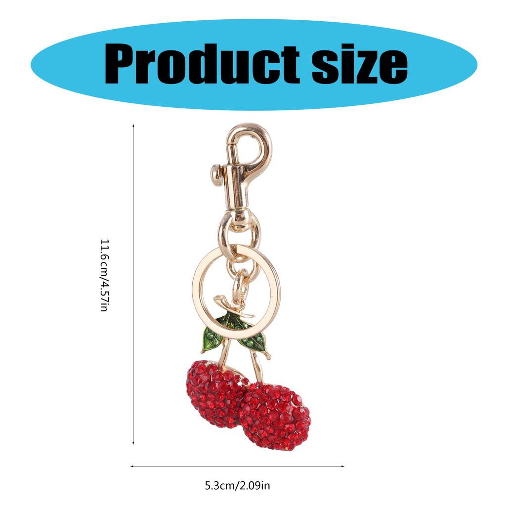 Rhinestone Cherry Charm Keychains Simple Pendant Car Keyring Backpack Decoration Fashion Jewelry for Women Girls