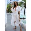 Women's Cover Up Plus Size Polka Dot Dimensional Chiffon Shirt Beach Sun Shirt Irregular Tie Cardigan Cover-Ups