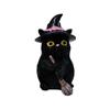 Decorative Flying Broom Cat Small Broomstick Cat Creative Black Cat Witch Statue  Desktop