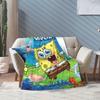 SpongeBob SquarePants Knitted Blanket Cartoon Animated Flannel Throw Blankets Airplane Travel Printed Ultra-Soft Warm Bedspreads