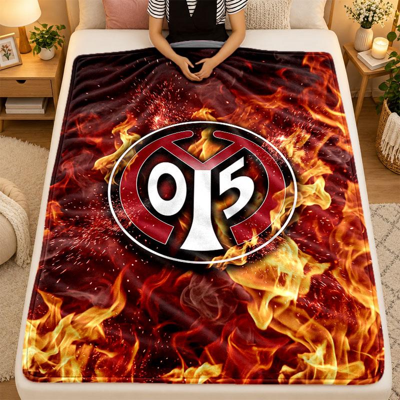 Flannel BlanketMainz FC Warm Soft Throw Blanket for Indoor Sofa Bed Living Room Use