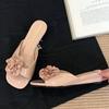 Fashion Wedge Flat Slippers Women Summer Sexy Peep Toe Slides Sandals Elegant Flower Decorative Flat Sandals for Women Designer Shoes