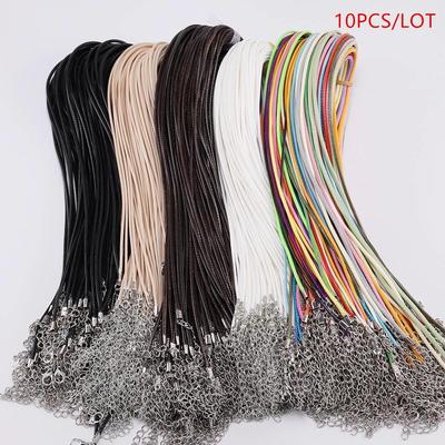 10 Pcs/lot Dia 1.5mm Real Leather Cord Necklace With Clasp Adjustable Braided Rope For Jewelry Making DIY Necklace Bracelet