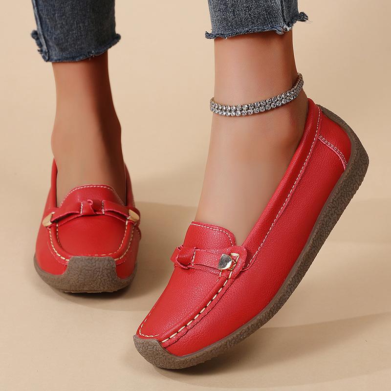 Large Size Women's Shoes 2025 New Soft Soled Bean Shoes Women's Casual Flat Shoes with Foot Covers