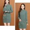 Half Turtleneck Solid-color Knitted Sweater for Women Thickened Sweater Loose Mid-length Pullover Autumn and Winter