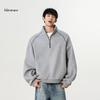 Men's American Street Style Double-Sided Fleece Half-Zip Long-Sleeve Solid Color Base Layer Top