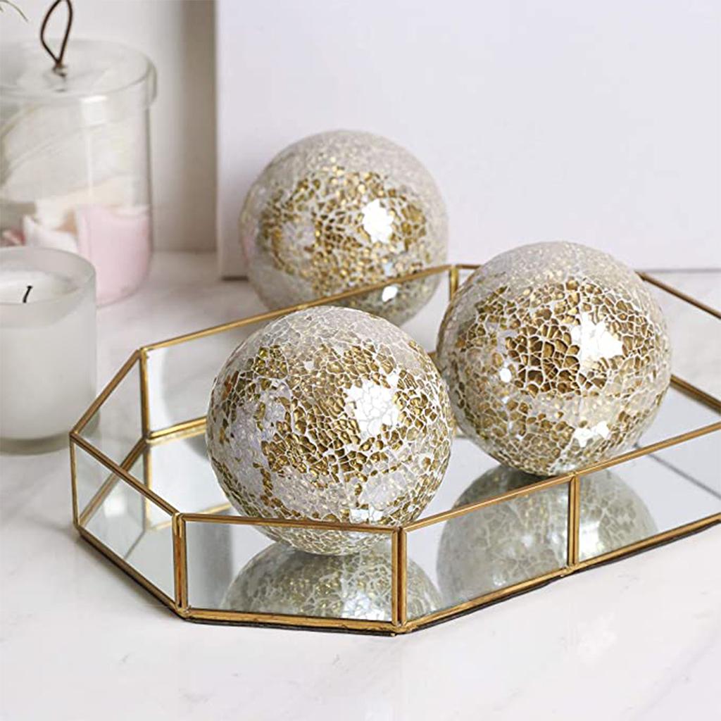 Mosaic Sphere Balls Set Centerpieces Bowls 8cm Mosaic Glass for Coffee Table Decor