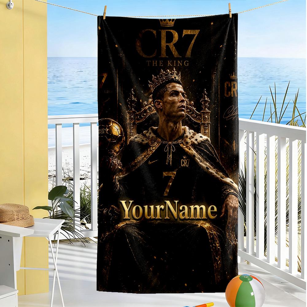 Cristiano Ronaldo Personalized Text Beach Towel Super Soft Microfiber Quickdry Fabric Portable for SwimmingBeachCamping Travel Beach AccessoriesGym