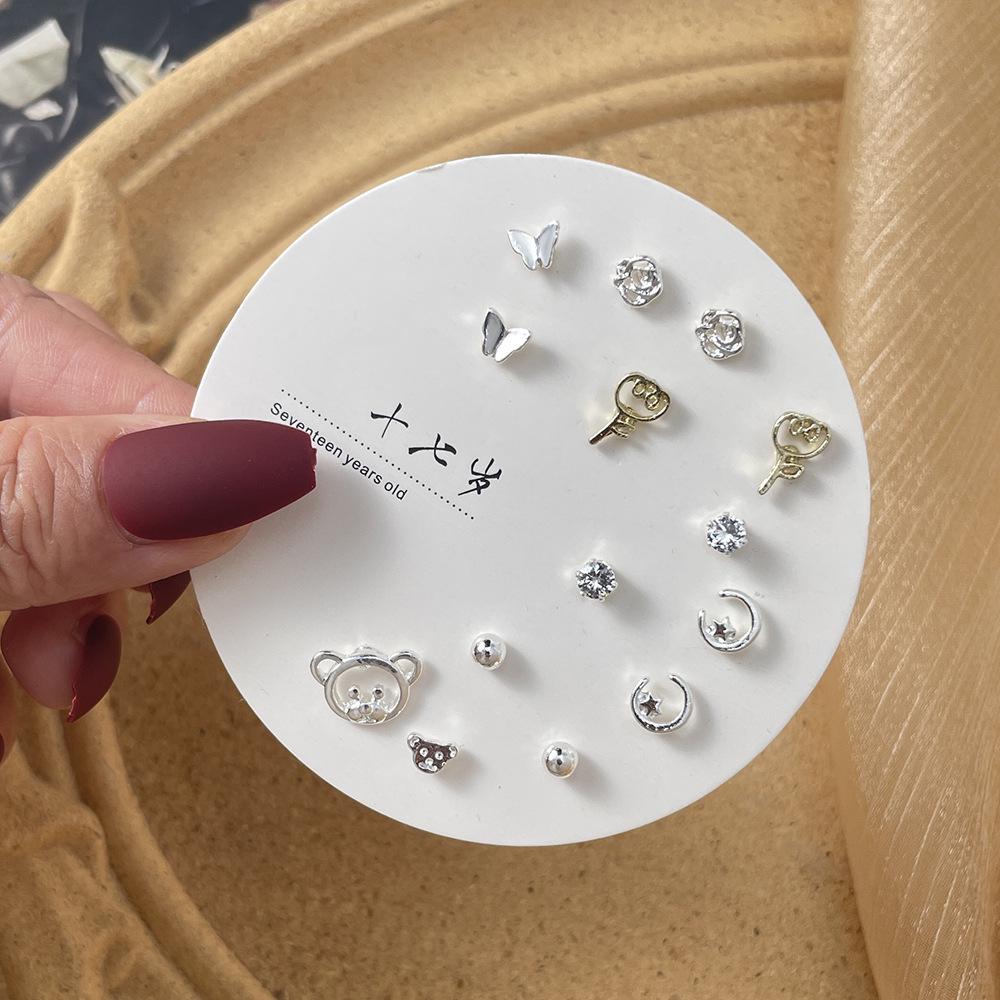 Elegant Pearl Earring Set: Niche 925 Silver Butterfly & Four-Leaf Clover Studs for Women