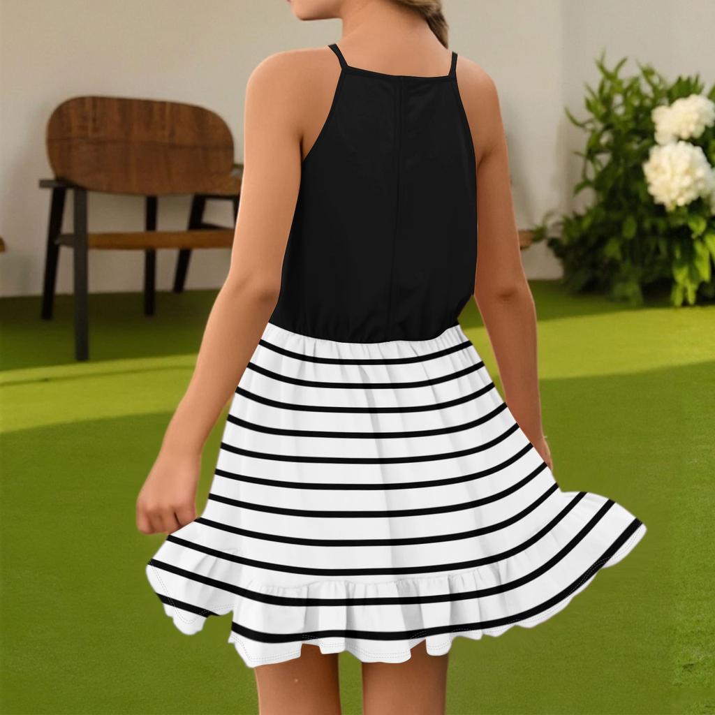 Kinder Sommer Freizeitmode Rundhals Einfarbig Ärmelloses Kleid