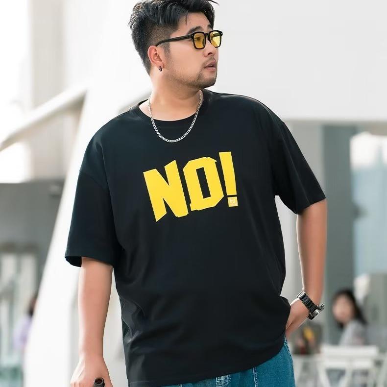Letter Print Short-sleeved T-shirt Men's Summer Plus Size Men's Fashion T-shirt Niche Loose Versatile Half-sleeved Tops