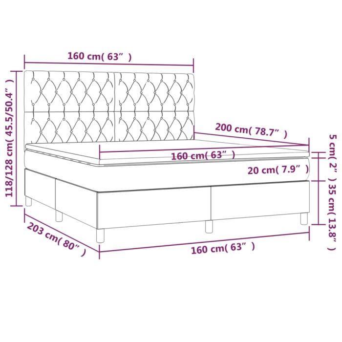 3143214 vidaXL Lit à sommier tapissier et matelas Vert foncé 160x200cm Velours