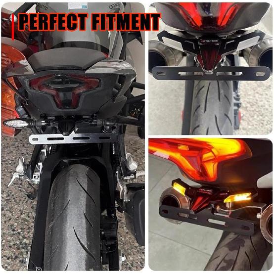 Adjustable Tidy Tail Fender Eliminator License Plate Compatible with CFMOTO 450SS/450NK 2023 2024 2025,Stainless Steel,Laser Cutting,CFMOTO 450SS