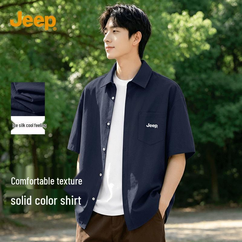 JEEP Men s Ice Silk Short-Sleeve Casual Shirt XL