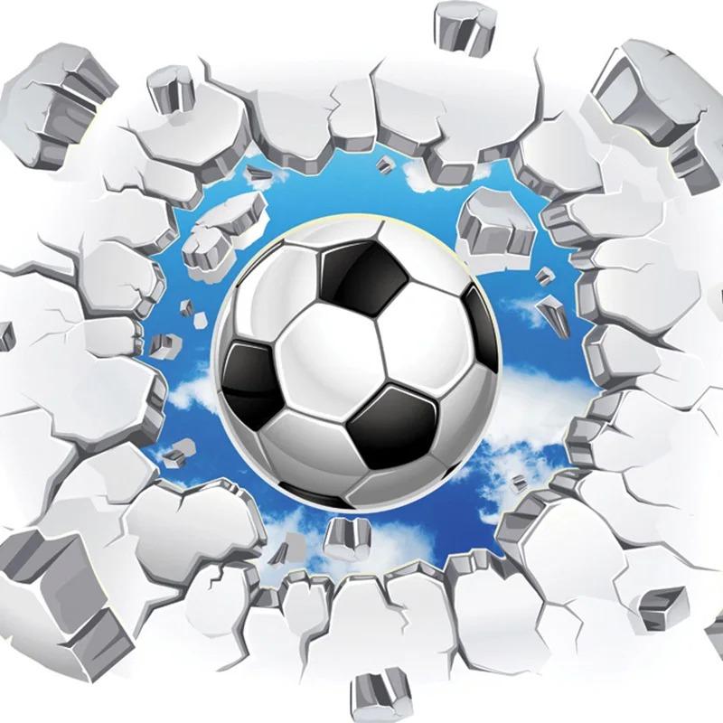 Modern Simple Wallpaper Football Broken Wall Murals Kids Bedroom Living Room Creative 3d Mural Decor