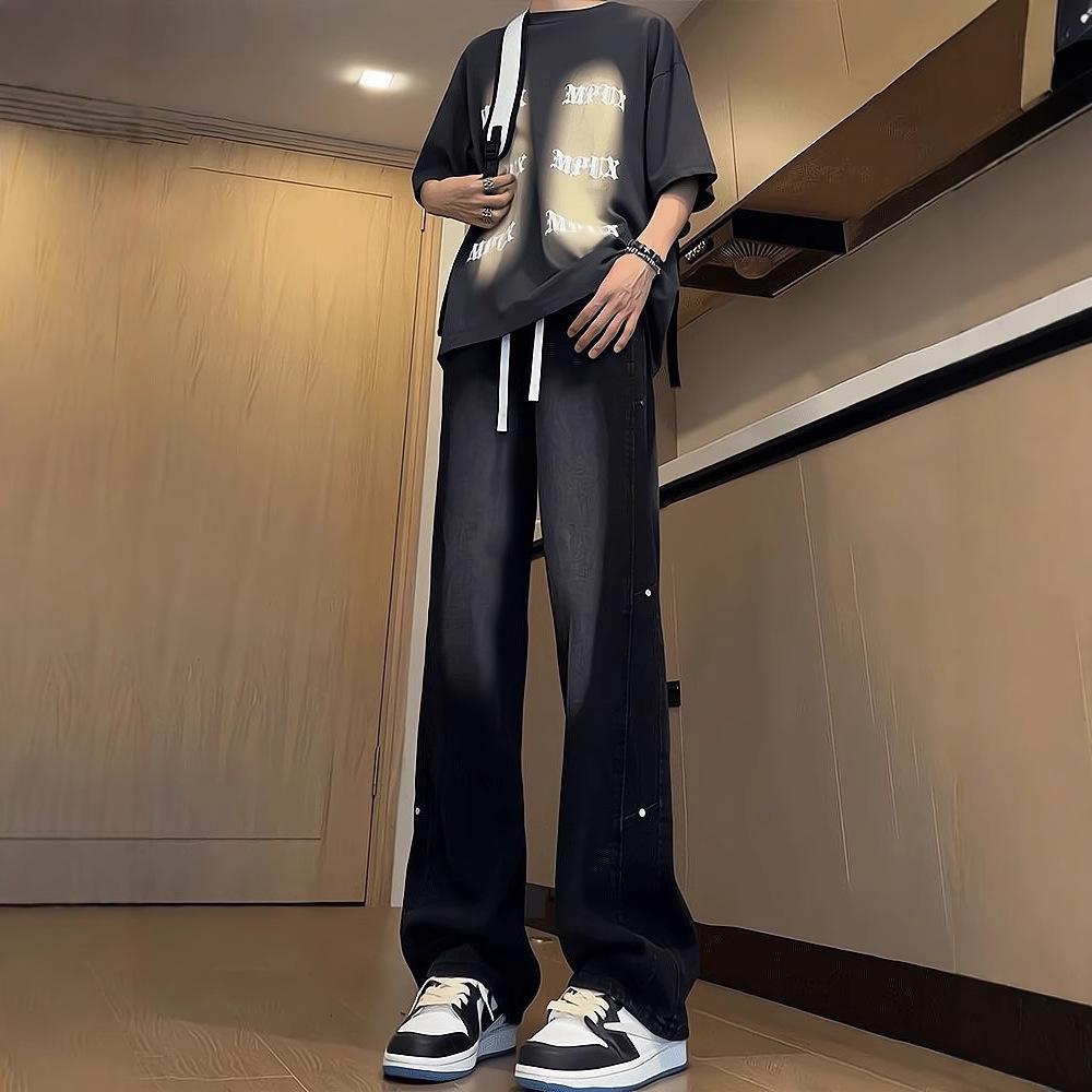 

Retro American Wide-Leg Straight Jeans - Slimming, Versatile, and Draped Casual Pants XL синій