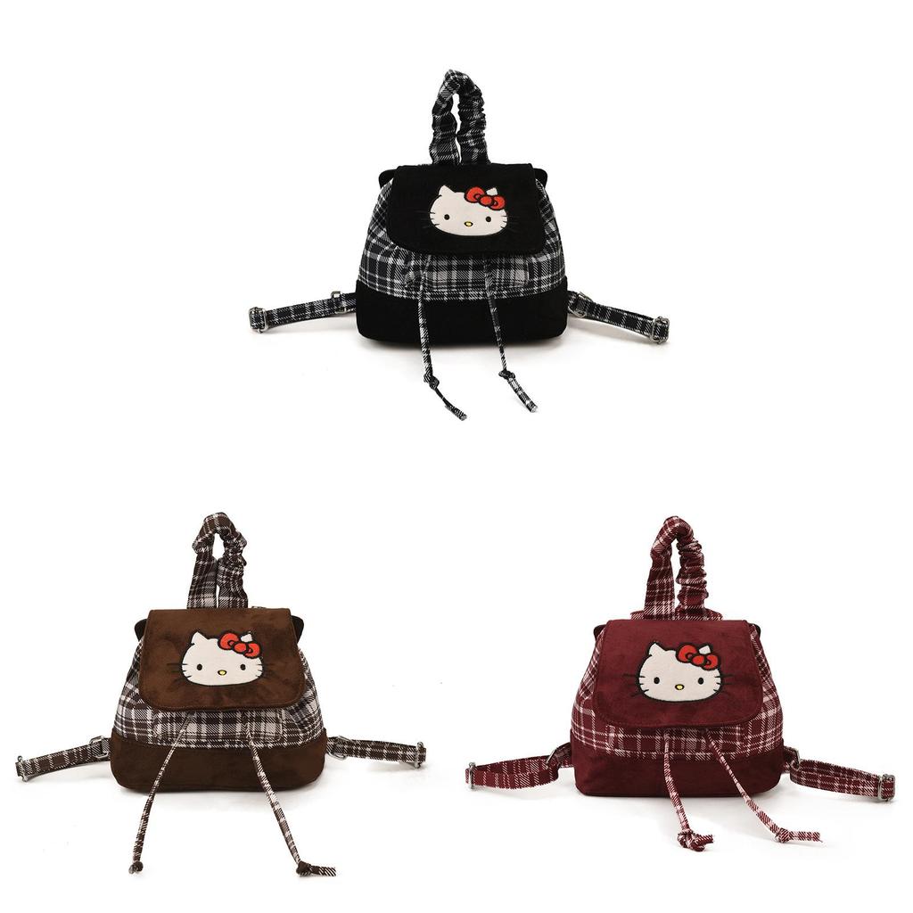 Hello Kitty Retro PU Doppel-Schulterrucksack für den täglichen Weg zur Arbeit und Reisen