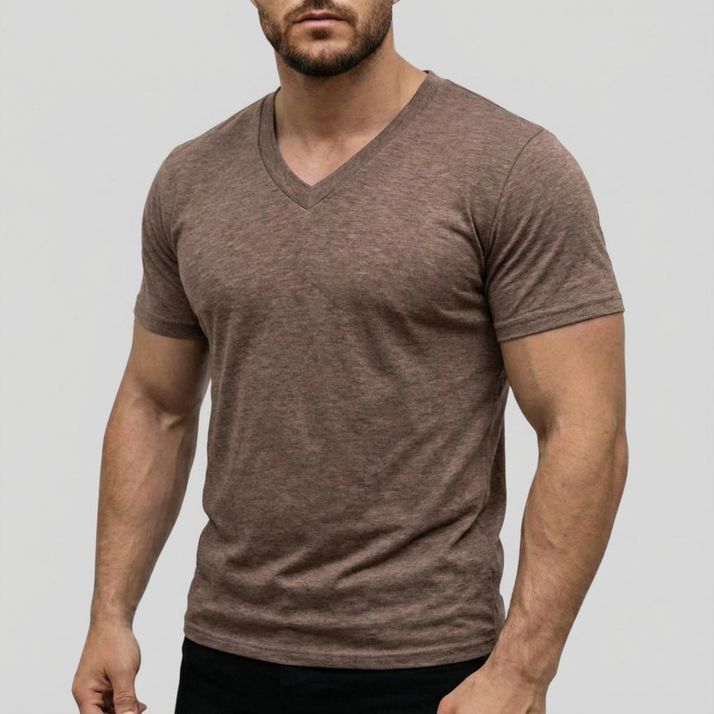 Herren Casual -farbig Elastisches Gewebe Kurzärmlig Rundhals Oberteil