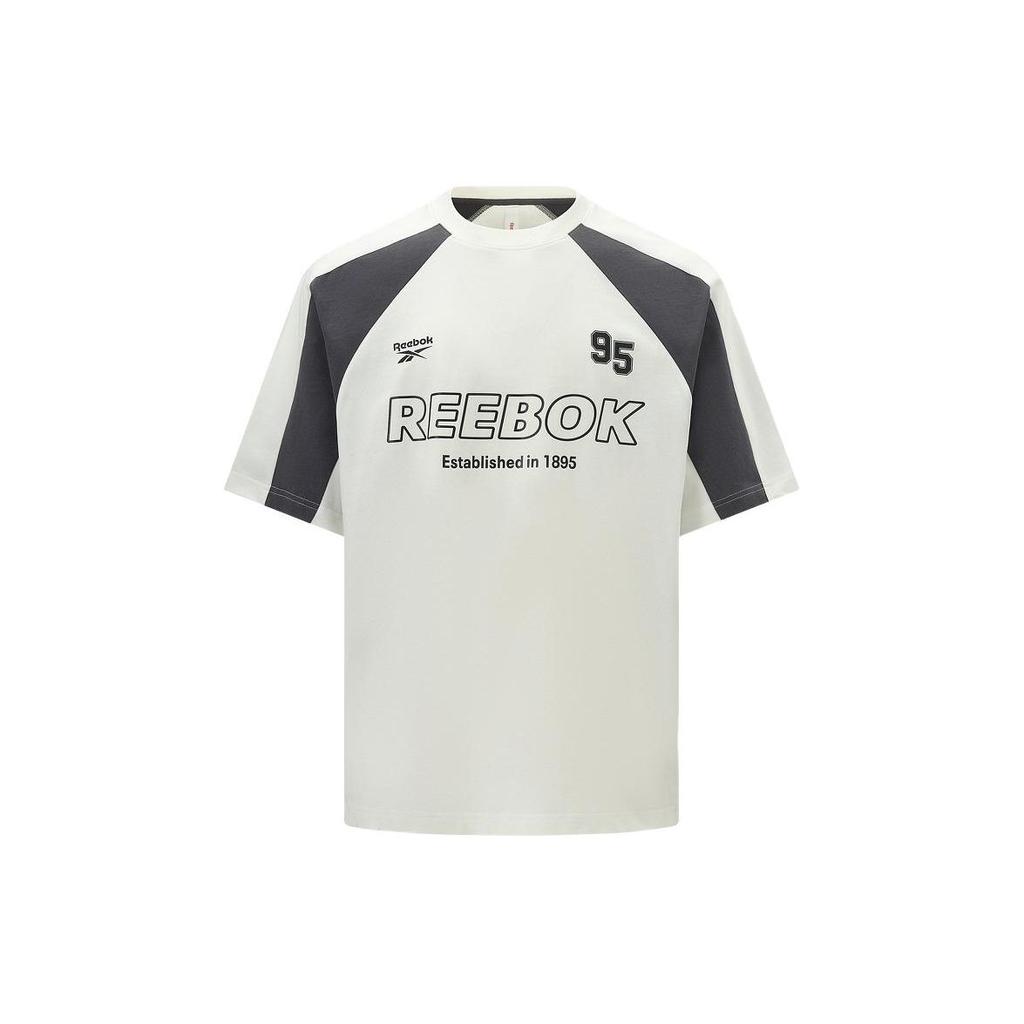Reebok Color Block Loose Fit Letter Print Round Neck Short Sleeve T-Shirt Unisex Tops White 24SRM415UGW1