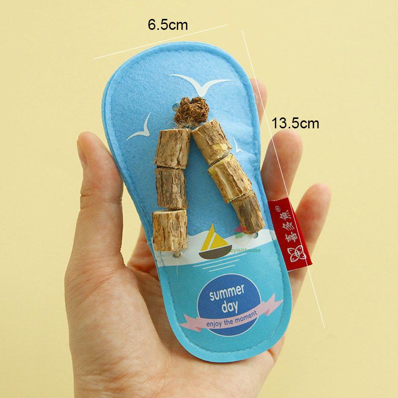 

Cat Chew Toy Simulated Beach Slippers Felt Natural Silver Vine Stick Kitten Toy Teeth Cleaning Bite Resistant Cat Teasing Toy синий