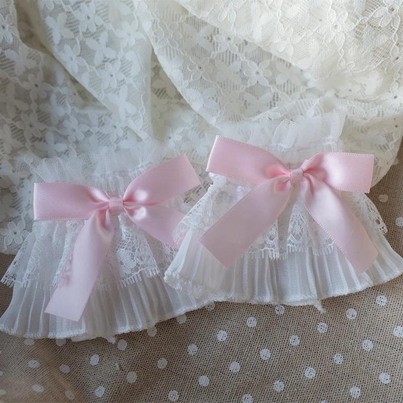 Manicotto da polso in pizzo con fiocco Kawaii Guanti senza dita in pizzo Polsino elastico Punk Dolce Gotico Accessori per abbigliamento da ragazza Lolita