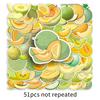 51-Piece Waterproof Cantaloupe Melon Cartoon Sticker Set for Phones, Notebooks, and Luggage