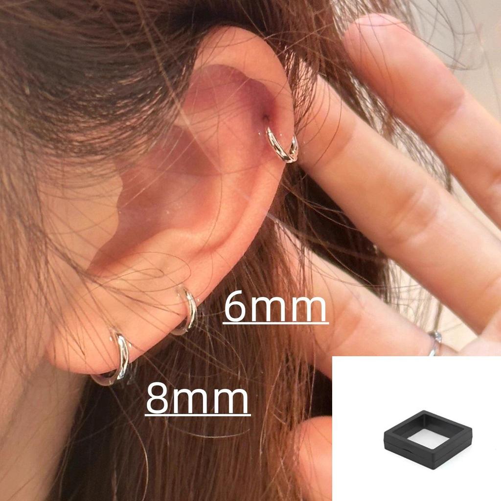 925 Silver Needle Mini Hoop Earrings for Women's Ear Piercing - Simple, High-End Cartilage Hoops for Everyday Wear